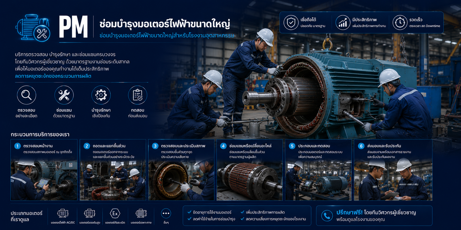 PM ซ่อมบำรุงมอเตอร์ไฟฟ้าขนาดใหญ่